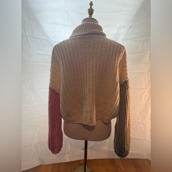 PrettyLittleThing Cream and Brown Cowl Neck Sweater - Picture 2 of 6